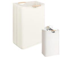 1 Stuk - delige set grote wasmanden - opvouwbare wasmand met bamboe handgrepen - Handdoekopslag - vrijstaande waterdichte wasmand voor de wasruimte - slaapkamer - studentenkamer (30*30*40 cm, beige)