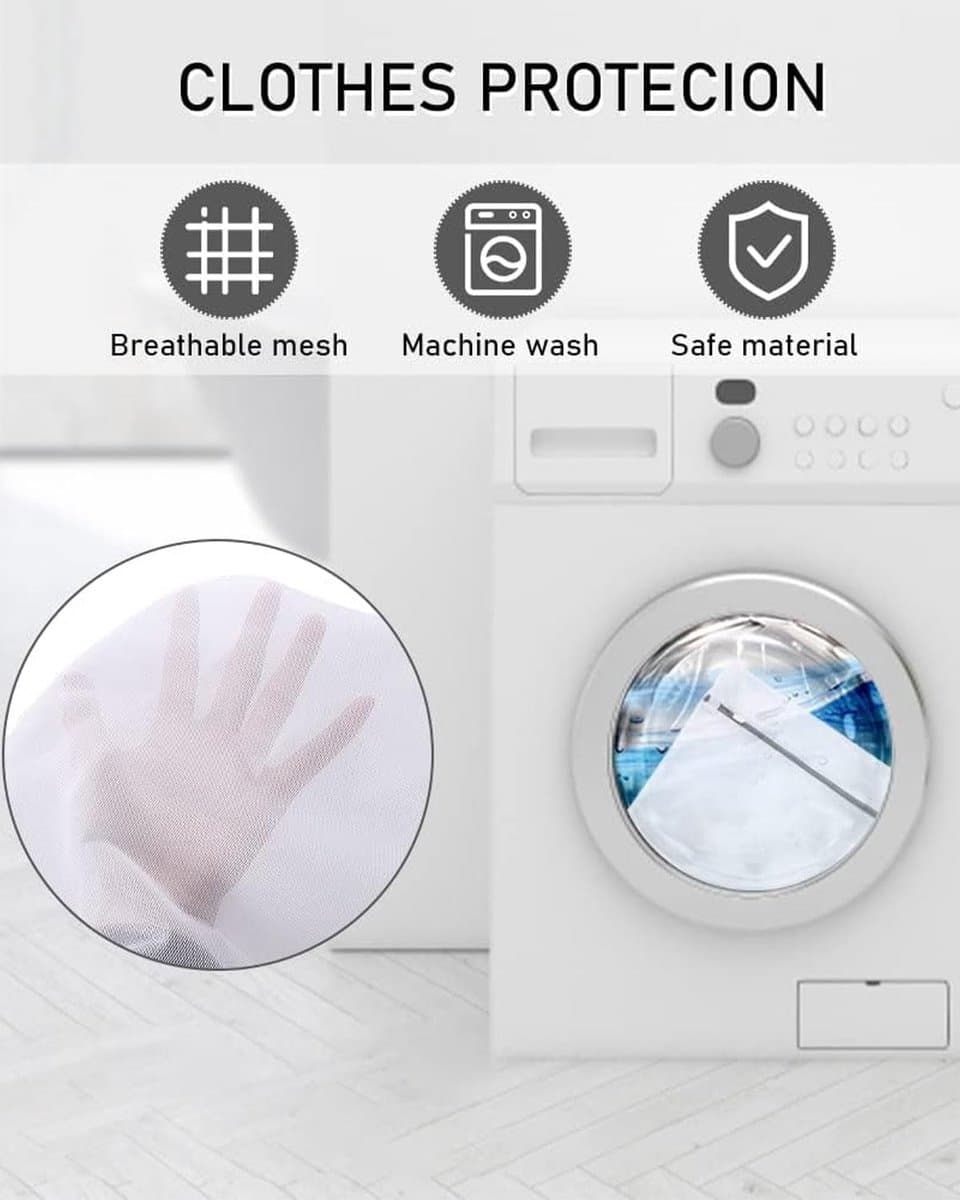 Dailygoods- Waszak 4 Stuks - Grote Waszak - Waszakken voor Wasgoed - Opbergtas voor Kleding - Duurzaam en Herbruikbaar - Beschermt Kleding - Wasnet — afbeelding 1