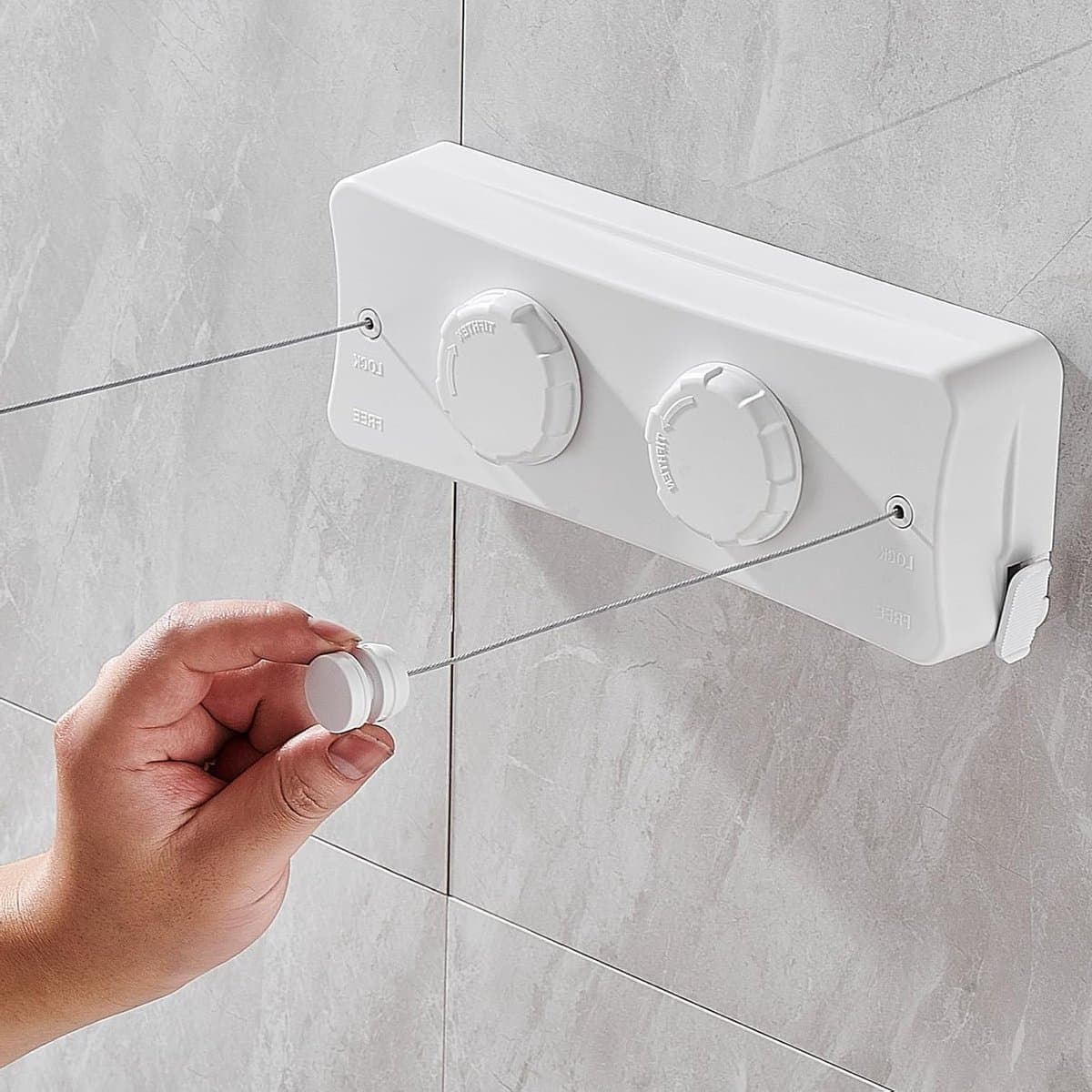 Verstelbare Binnenwaslijn met Twee Lijnen, Wandgemonteerd, Ideaal voor Balkon, Badkamer en Wasruimte, Rvs Touw voor Efficiënte Droogoplossingen — afbeelding 1