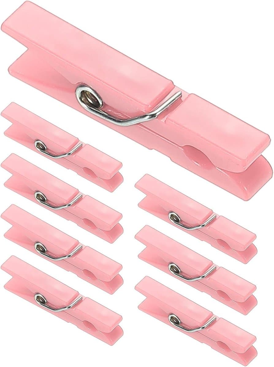 3.5cm Colored Clothespins - 100pcs Mini Colorful Plastic Clothes Clips - Strong Grip Photo Clips voor Photos - Hanging Clothes - Decorative Crafts - Pink — afbeelding 1