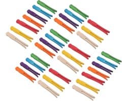 Houten Wasknijpers - Knutsel Clips - Decoreren Knutselen - Platte Clip Structuur - 100 Stuks - Meerkleurig