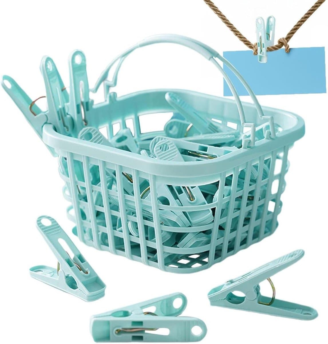 Wasknijpers - Kledingclips - Kleding Drogen - Winddicht Ontwerp - 30 Stuks - Blauw — afbeelding 1