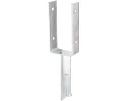 U-vormige paalsteun met betonanker van T-profiel, vrije breedte 101 mm, totale lengte 400 mm, thermisch verzinkt staal, CE-markering, paalsteun voor inbedding in beton, U-profiel staal, grondanker
