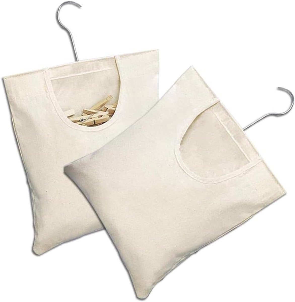 Opbergtas voor wasknijpers, 2 stuks, hangende wasknijperzak, beige, slaapkamer, 32 x 27 cm. — afbeelding 1
