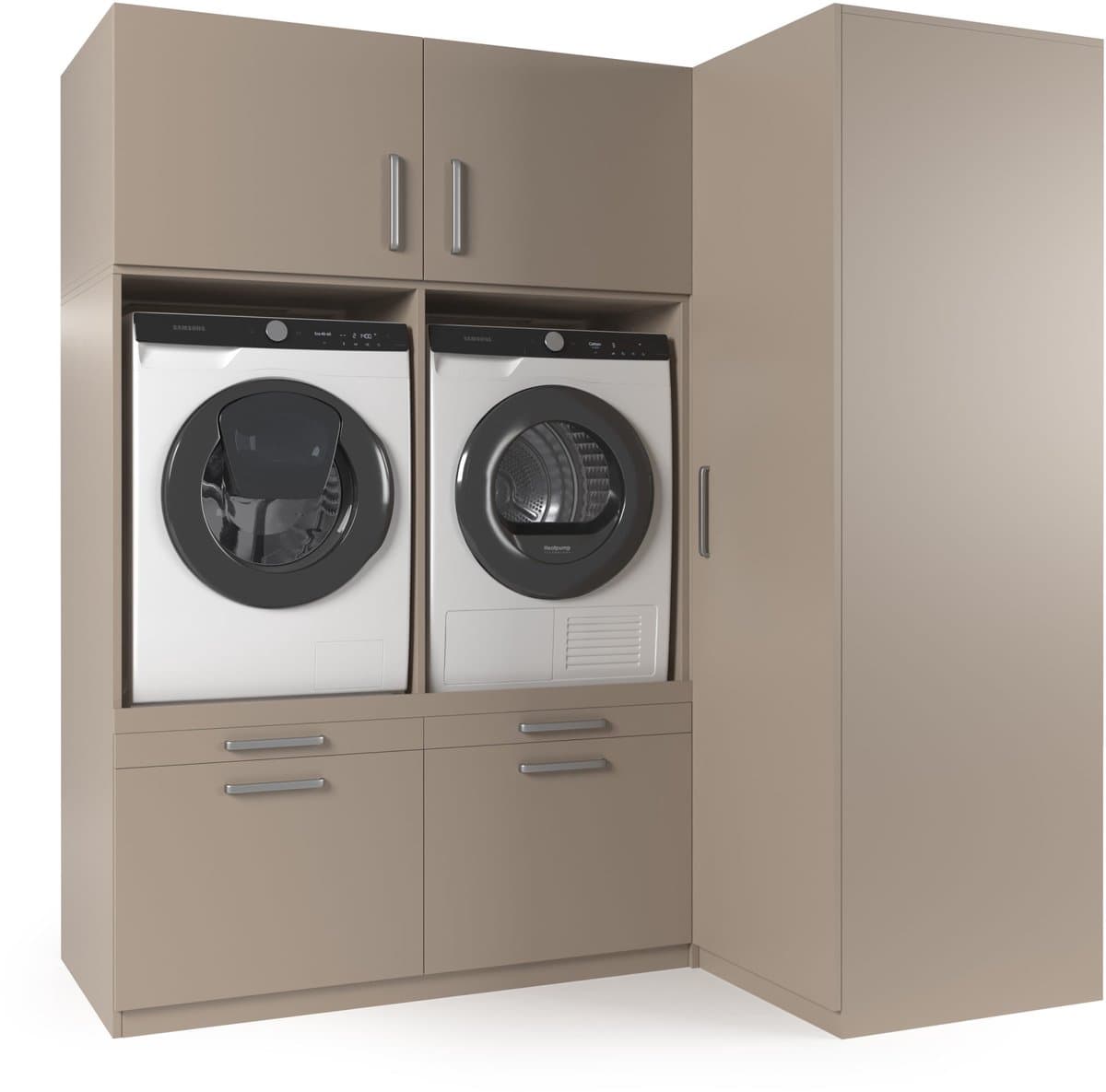 Wasophoogte® Wasmachine Kast Bern - Wasmachine verhoger - Wasmachine ombouw - 700(D)*2030(B)*2110(H) mm - Taupe — afbeelding 1