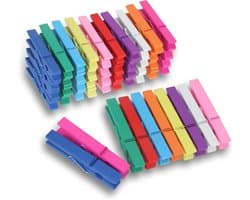 Houten Wasknijpers - Kleurrijke Clips - Kleding Ophangen - Stevig Veermechanisme - 75 Cm - Regenboog Multi-color