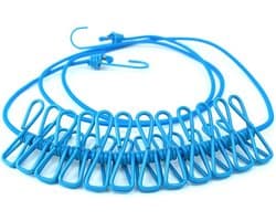 Draagbare Waslijn - Intrekbaar Droogrek - Was Drogen - Met 12 Klemmen - 1.8 Meter - Blauw
