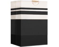 Opvouwbare wasmand van 72 liter met houten handgrepen (set van 1) - ideaal voor het opbergen van kleding - dekens en speelgoed. Perfect voor het organiseren van de slaapkamer - badkamer en woonkamer.