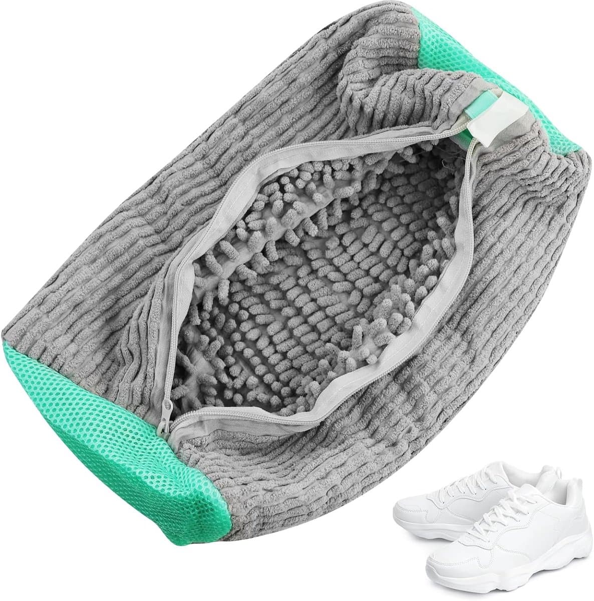 Famanu – Schoenwaszak - wasmachine - herbruikbaar - waszak - schoenen met ritssluiting - schoenenzak - grijs — afbeelding 1