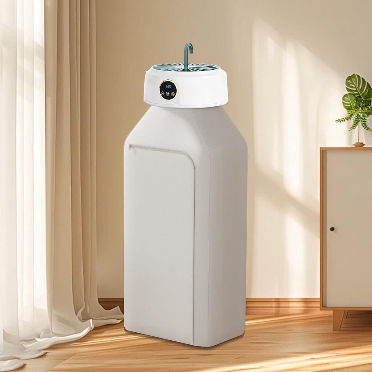 Draagbare wasdroger, opvouwbare droger met constante temperatuur van 68 °C, 1-8 uur timing, mini-droger voor 8-10 kledingstukken, kleine wasdroger voor appartement, trip — afbeelding 1