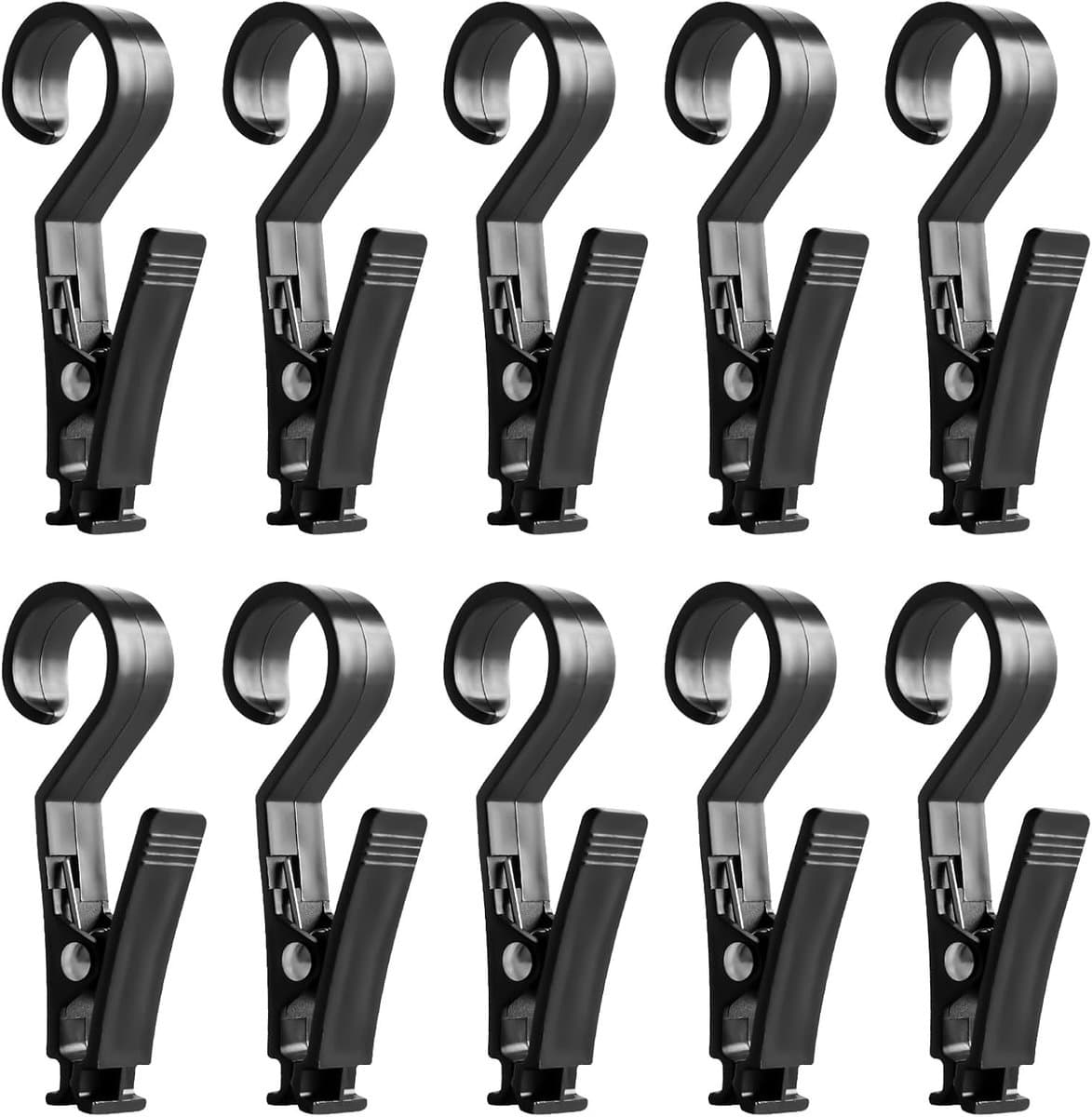 Wasknijpers met haken, 10 stuks wasknijpers camping blacklight haken laarzenklemmen camping tenthaken buiten handdoekklemmen multifunctionele cliphaken voor campinglampen — afbeelding 1