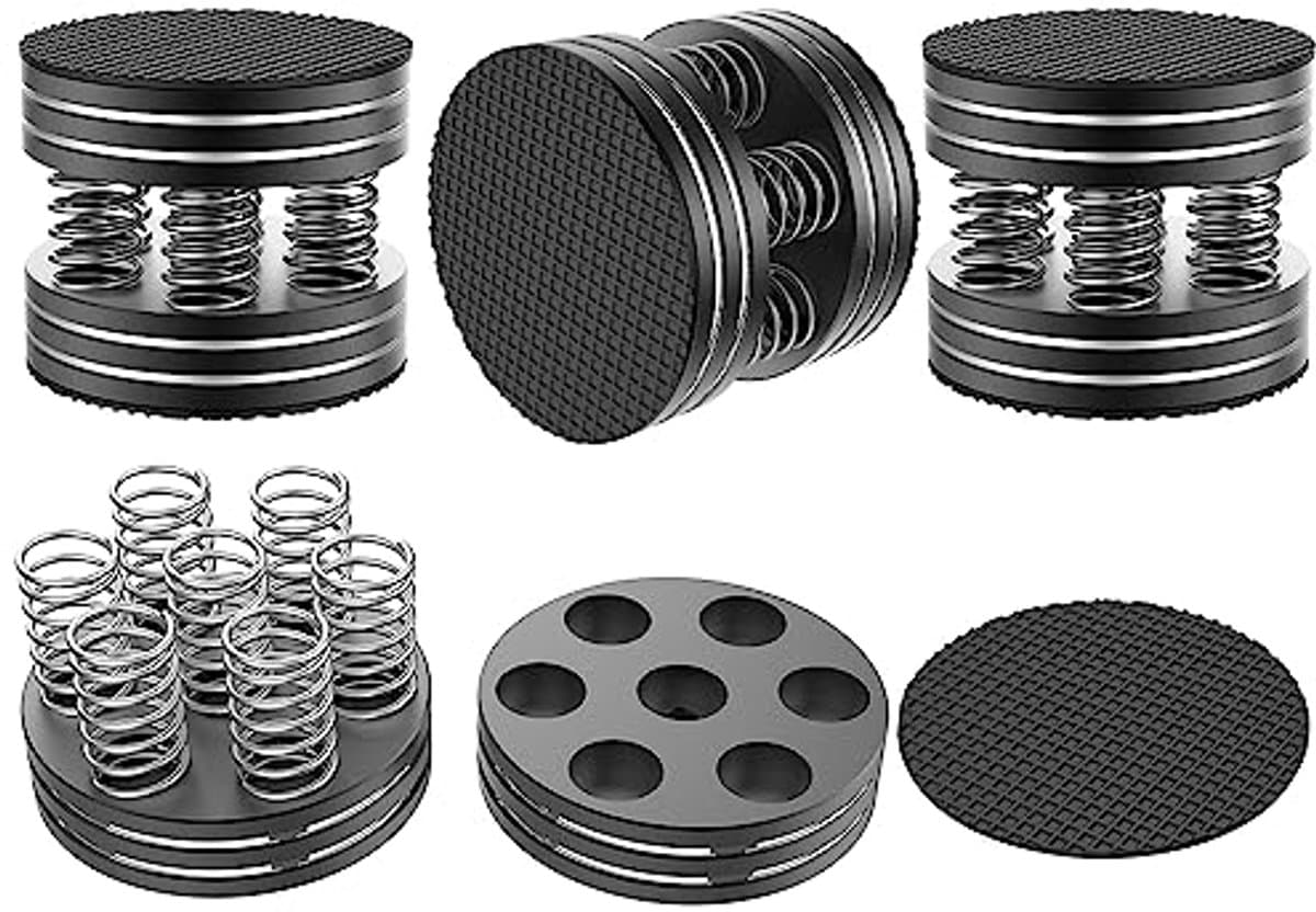 High-end luidsprekervoeten trilingsdempers - 4 stuks aluminium en antislip rubber — afbeelding 1