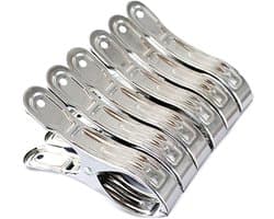 Wasknijpers - 6 Stuks - Knijpers - 12cm - Opening 6 cm - RVS - Zilver - Quilt Klem - Windknijpers - Geschikt voor het drogen van dekbedden, lakens en badhanddoeken — afbeelding 1