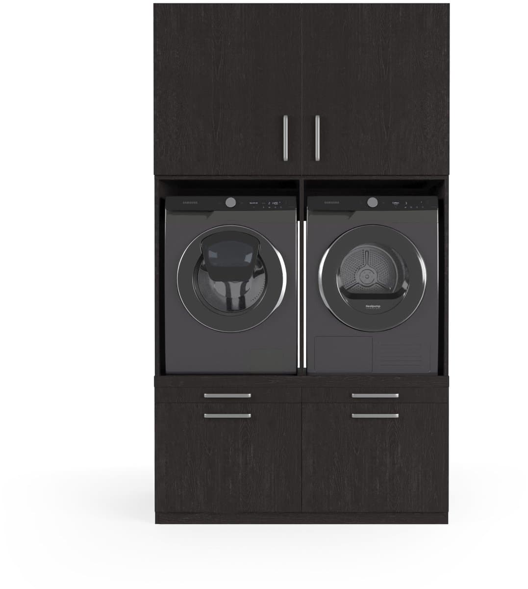 Wasophoogte® Wasmachine Kast Venice - Wasmachine verhoger - Wasmachine ombouw - 700(D)*1330(B)*2350(H) mm - Zwart — afbeelding 1