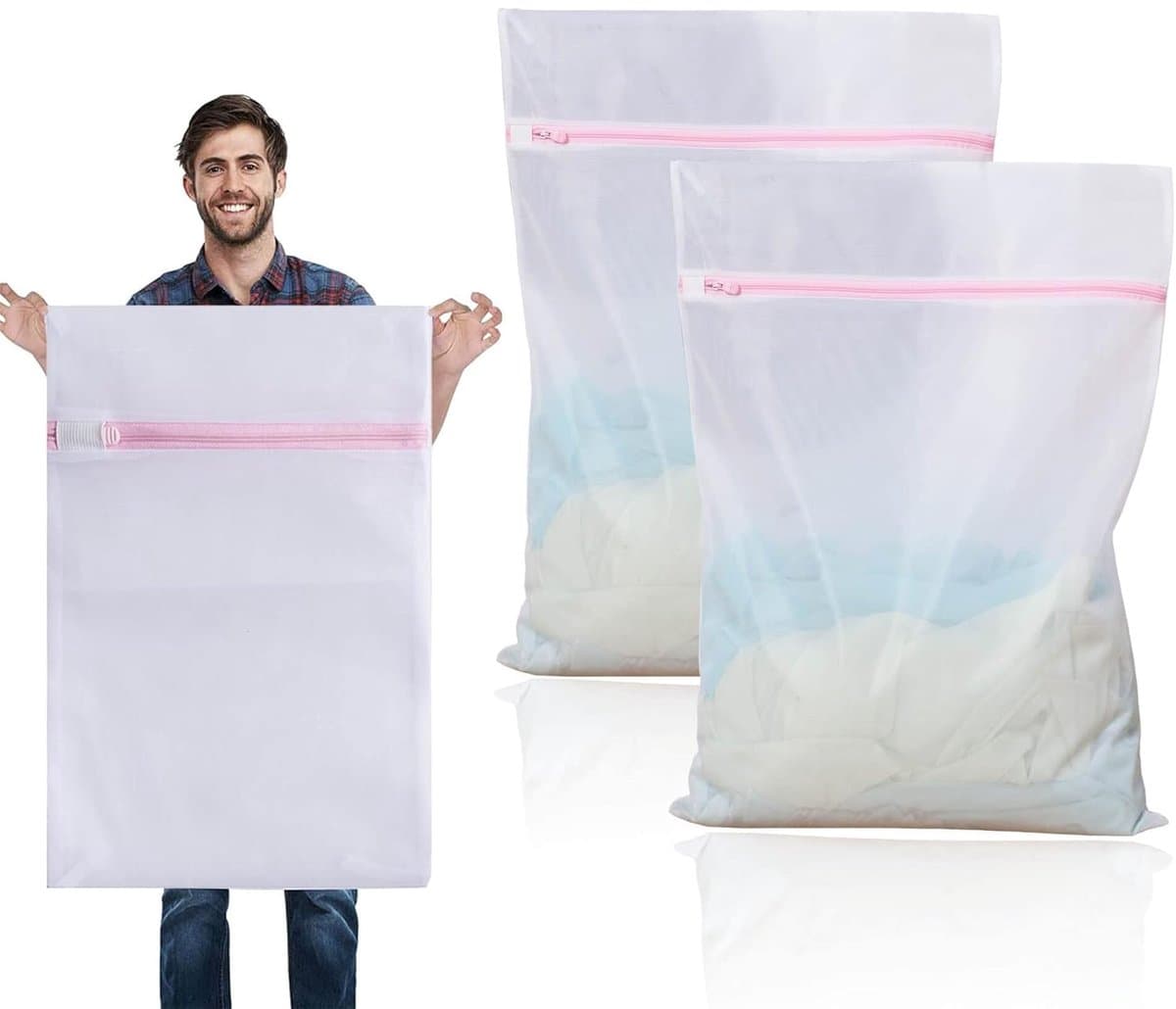 2 stuks extra grote waszakken 60x90 cm, wasnet XXL voor wasmachine, scheurbestendig — afbeelding 1