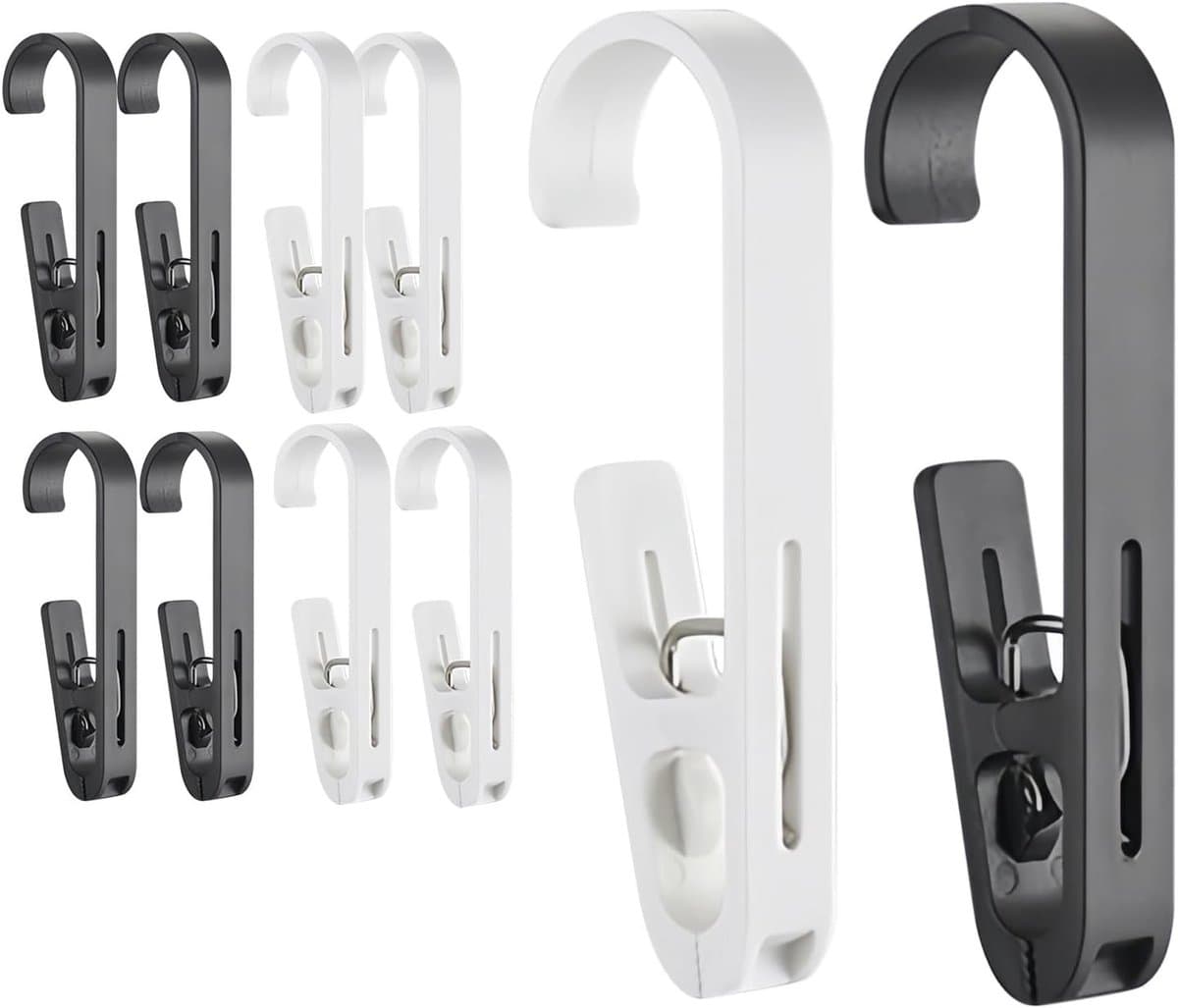 10 Grote Was Pins met Haakjes - Stevige Washaakjes met Clips, Omkeerbare Hangclips voor Handdoeken, Douches, Gordijnen en Kleding — afbeelding 1