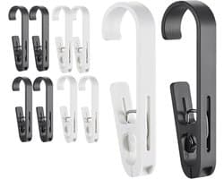 10 Grote Was Pins met Haakjes - Stevige Washaakjes met Clips, Omkeerbare Hangclips voor Handdoeken, Douches, Gordijnen en Kleding