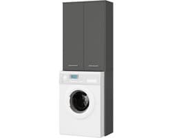 Wasmachinekast - Ombouwkast - Badkamer Organisatie - Met 4 Legplanken - B 64 x H 180 - Grafietgrijs