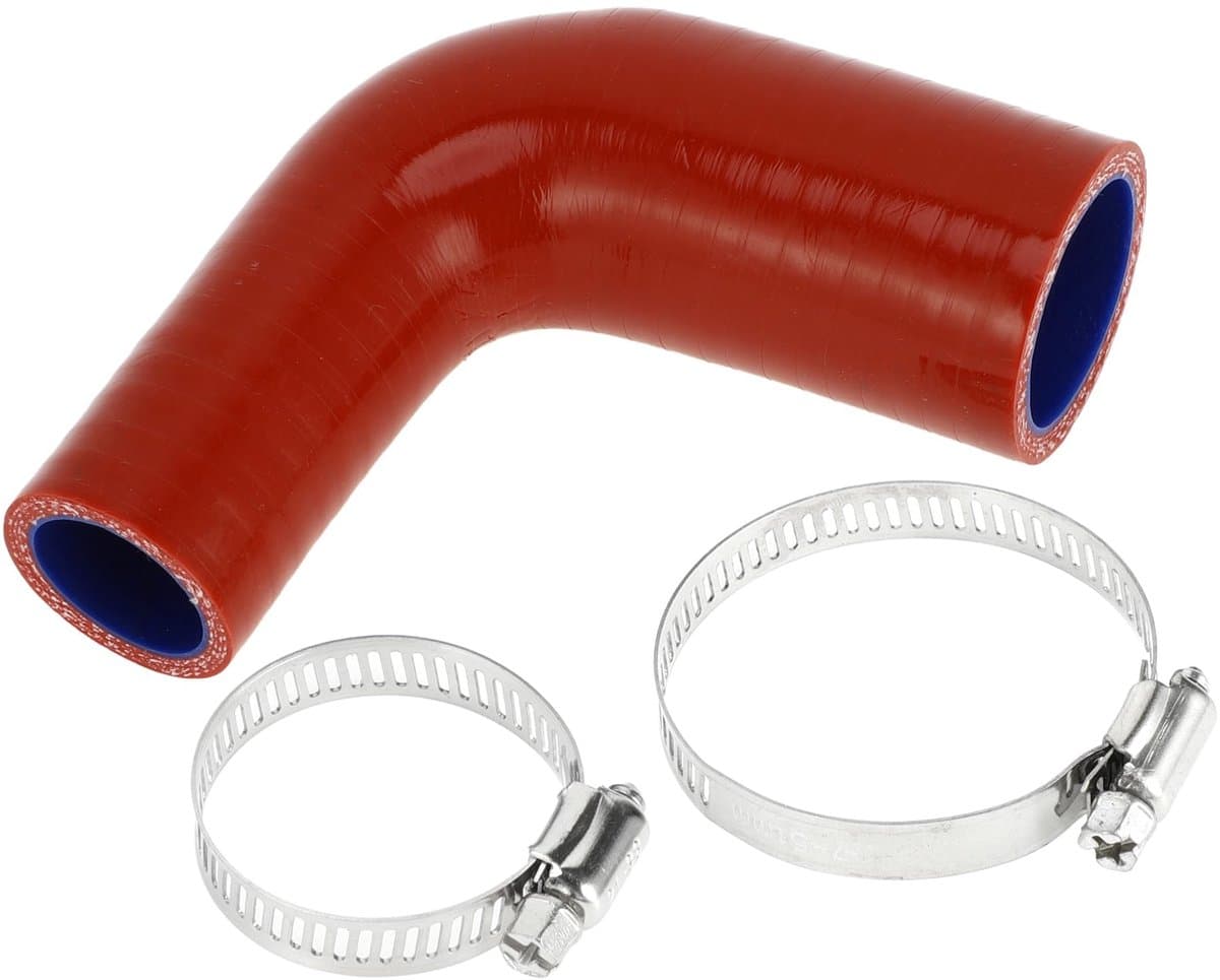 Dailygoods- Koelslang Siliconen - 90° Bocht - Rood/Blauw - Binnendiameter 25 mm - Lengte 90 mm - Temperatuurbestendig tot 300 °C - Siliconenslang — afbeelding 1