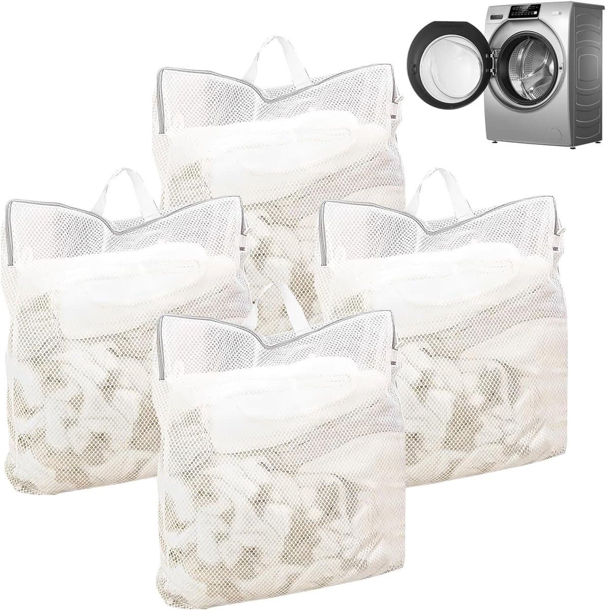 Waszak voor op reis met handgrepen - 4 stuks, 50 x 60 cm, herbruikbare waszakken voor delicate kleding, ondergoed en blouses — afbeelding 1
