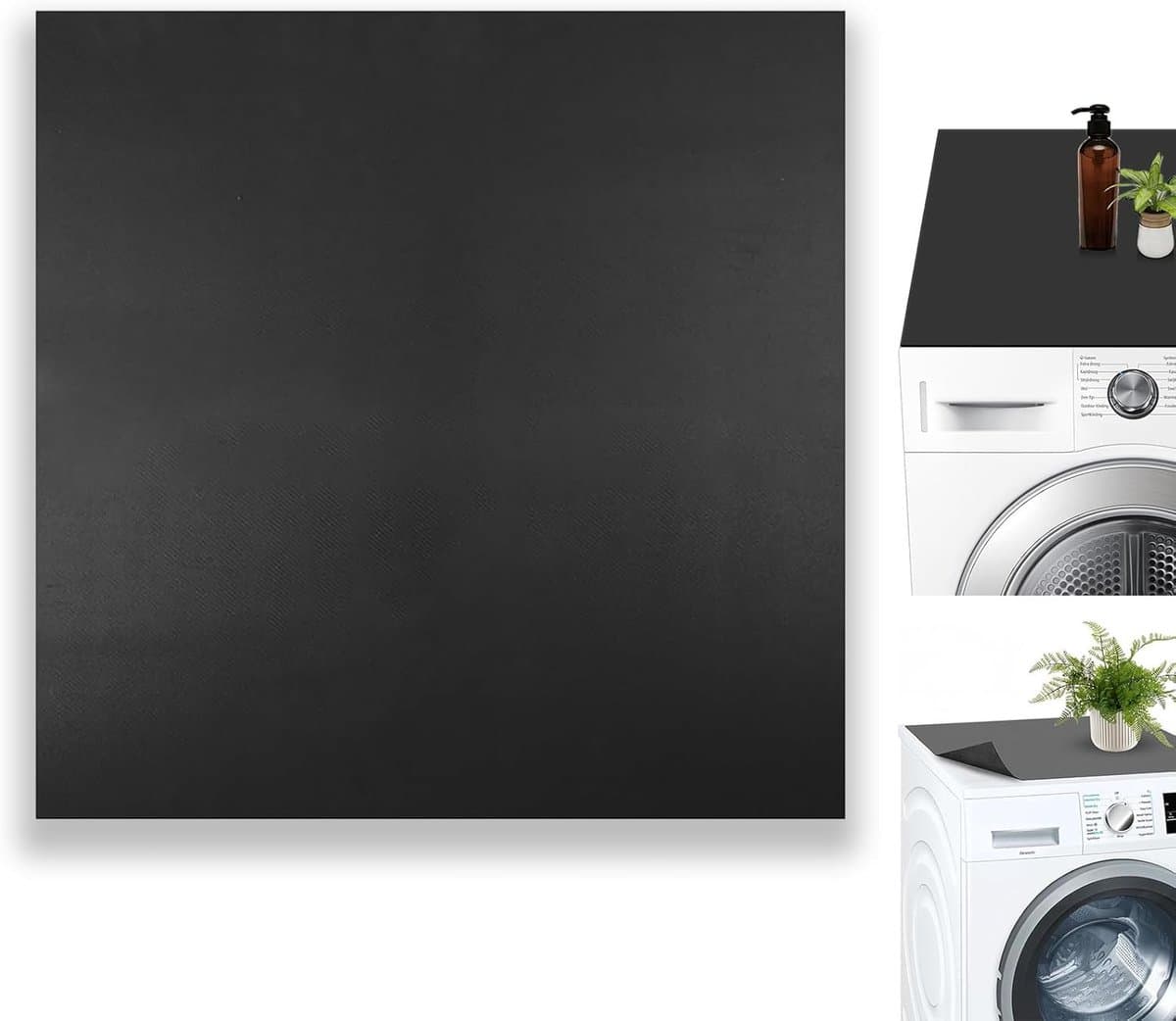 SnelShoppen - Wasmachine Cover 60 x 60 cm - Zachte en Snijdbare Wasmachine Mat - Antislip Universeel voor Wasmachine, Droger, Badkamer, Keuken - Zwart — afbeelding 1