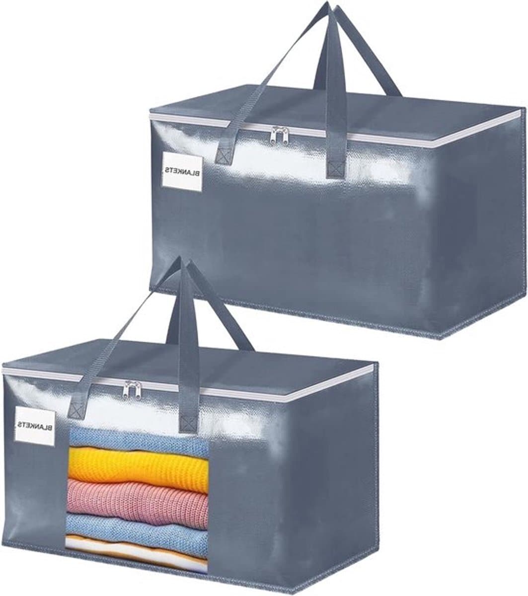 Grote waszakken met rits en label, 105L - Stevige opbergzakken voor kleding, reizen en verhuizing, ideaal voor tuinaccessoires en camping — afbeelding 1