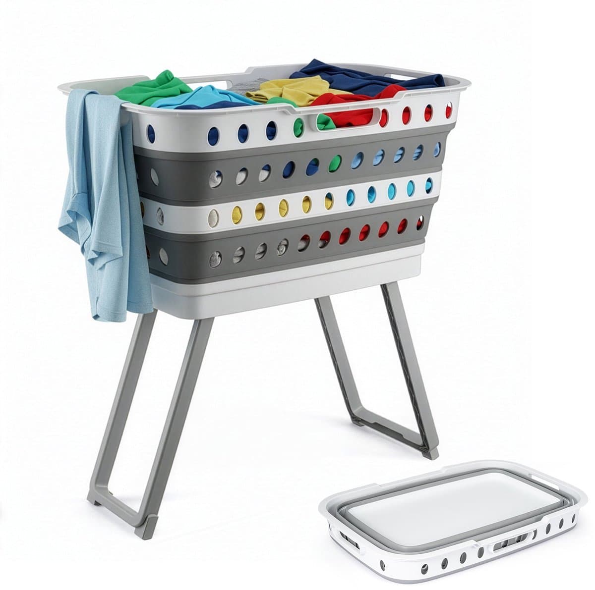 CINK & Co® Opvouwbare Wasmand op Poten - Met Wielen en Rem - Rechthoekig — afbeelding 1