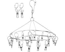 Sokkenhouder 20 Klemmen - RVS Mini Droogrek - Multifunctioneel - Ideaal voor Camping en Thuis - SnelShoppen