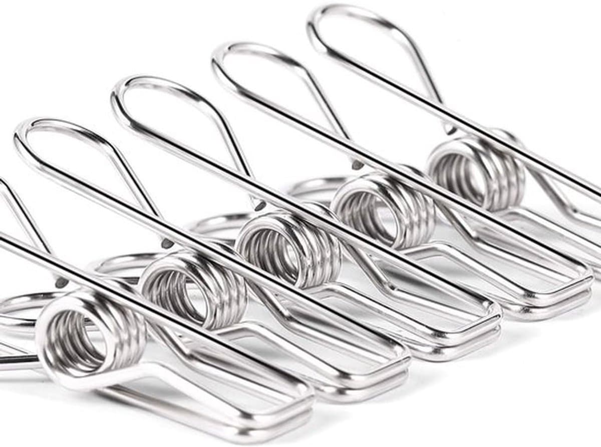 20x Extra Sterke RVS Wasknijpers- Weerbestendig roestvrij staal - Geschikt voor dikke dekens - Buitengebruik - Zilver — afbeelding 1
