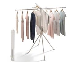 Foldable Clothes Drying Rack - Vrijstaande, opvouwbare droogrek met roterende armen efficiënt drogen van kleding - Kunststof en metaal - Wit
