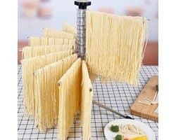Handmatig draaibaar pastadroogrek, opvouwbaar pastadroogrek van roestvrij staal, geschikt voor thuiskeuken.