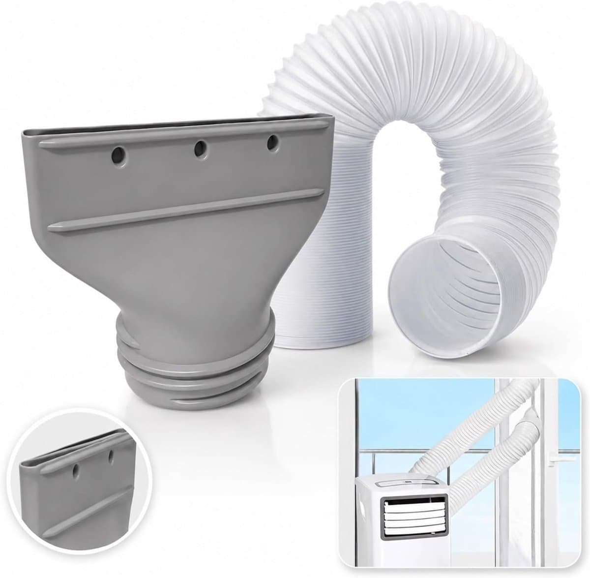 Koppelstuk Mobiele Airco Afvoerslang Met Airco slang 200Cm(Ø15Cm) - Voor Ø13-15cm Afvoerslang Airco Slang - Airco Slang Koppeling - Airconditioning Slangkoppelin - Interface Afvoerslang - Universele Afvoerslangadapter Voor Ventilatie En Koelsystemen — afbeelding 1