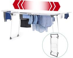 EASYmaxx Opvouwbaar Droogrek 2500 – XXL Telescopisch Droogrek met 25 m Drooglengte, Uitschuifbaar tot 260 cm, met Wieltjes, Voor Binnen- en Buitendrogen