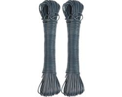 Urban Living Waslijn - 2x - 20 meter - PVC - donker grijs - drooglijn / waslijndraad - wasgoed ophangen