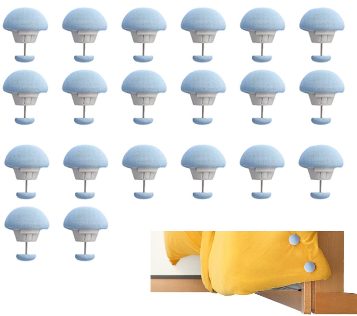 20 stuks Dekbedpinnen - Bed Sheet Holders - Quilt Clips - Dekbedovertrek Clips - Attachment Comforter - Quilt Fixing Clips - Om rommelige lakens te organiseren - Blauw — afbeelding 1