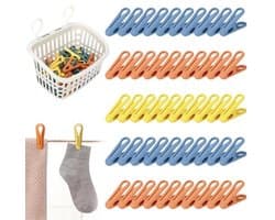 50 stuks kleurrijke wasknijpers met mand - antislip, zonder afdruk, ideaal voor kledingdroging