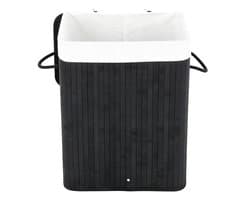Wasmand 40 x 30 x 60 cm Zwart Vuile wasmand met handgrepen deksel en uitneembare voering Opvouwbaar en ruimtebesparend Maximaal draagvermogen 20 kg Stevige en duurzame constructie