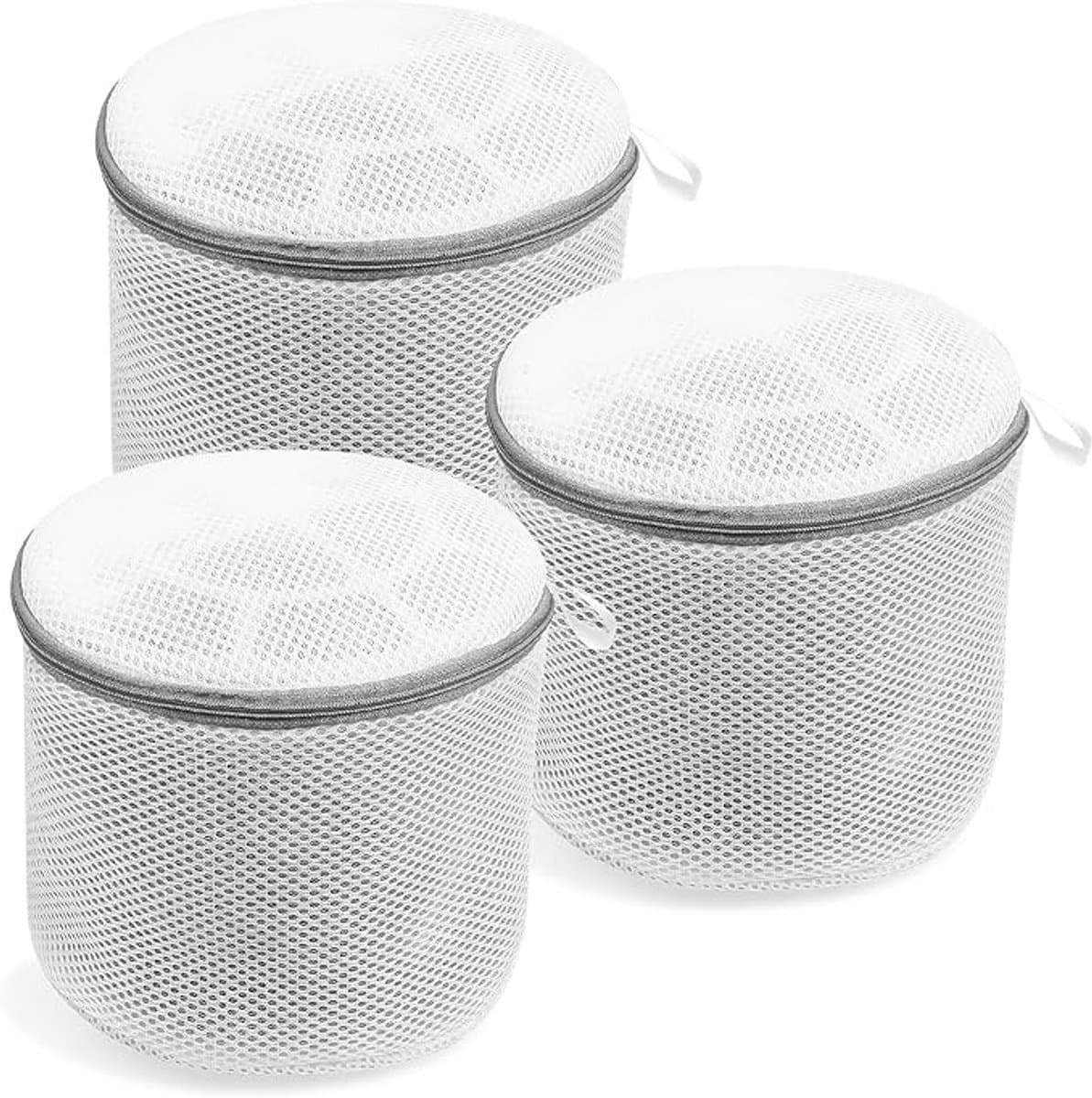 3 stuks BH Waszakken - Rond (ø15×17 cm) - ondergoed waszak met ritsen- mesh waszakken - Beschermt Beugels & Cups - Wasnet voor BH’s & Delicate Lingerie - grijs — afbeelding 1