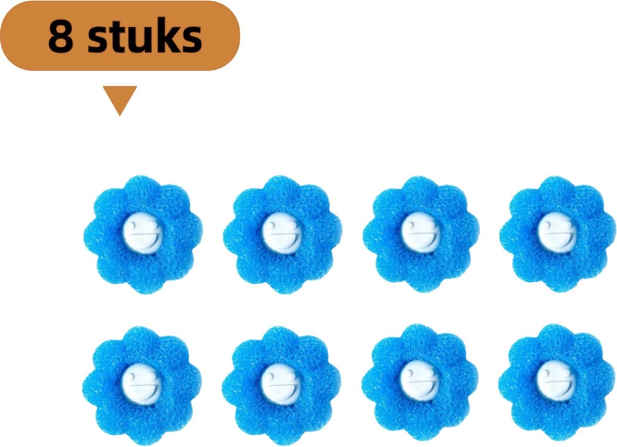 8-pack - Wasmachine pluizenverwijderaar - Geschikt voor het verwijderen van kattenhaar - Herbruikbaar - Drum Roll Magic Wasballen - Blauw — afbeelding 1