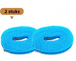 2-delige waslijn voor buiten - Geen boren nodig - Vaste gesp voor winddichtheid en antislip - Ideaal voor het drogen van kleding en dekens - 5 m - Blauw