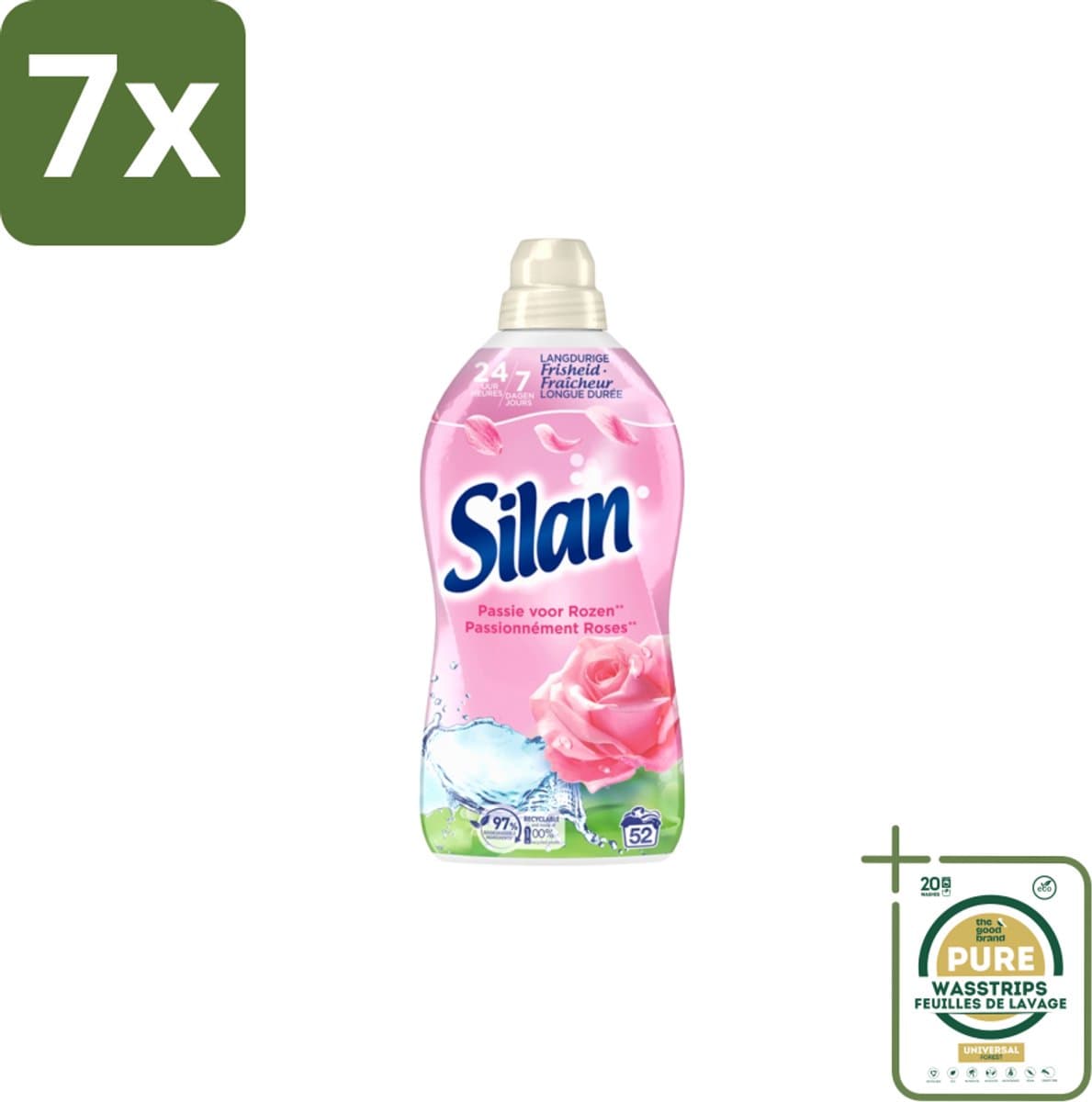 7 x Silan – Wasverzachter – Classic Pink Passie voor Rozen – 1144 ml - Grootverpakking - Koffiezetapparaat - Koffiezetapparaat - Koffiezetapparaat — afbeelding 1