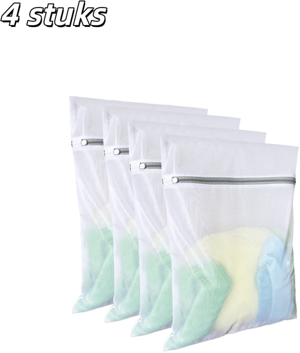 4 stuks - Waszakken - Set waszakken van gaas - Geschikt voor het wassen van delicate kledingstukken, ondergoed, sokken en opslag tijdens het reizen - Groot formaat: 60 x 60 cm - Wit — afbeelding 1