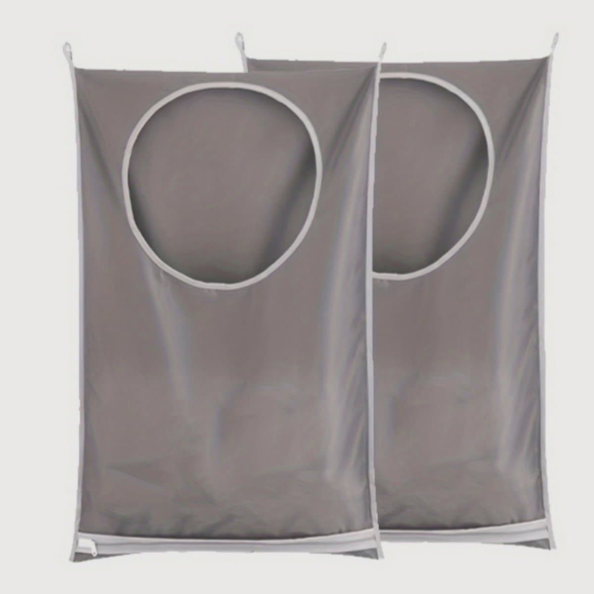 Hangende wasmanden - 3-pack - 120L - Oxfordstof - Grijs - Opvouwbare hangende waszakken - met kleefhaken — afbeelding 1