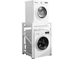 Verstelbaar Metalen Wasmachine Rek met Dubbele Laag - Kast voor Wasmachine, Droger of Vaatwasser