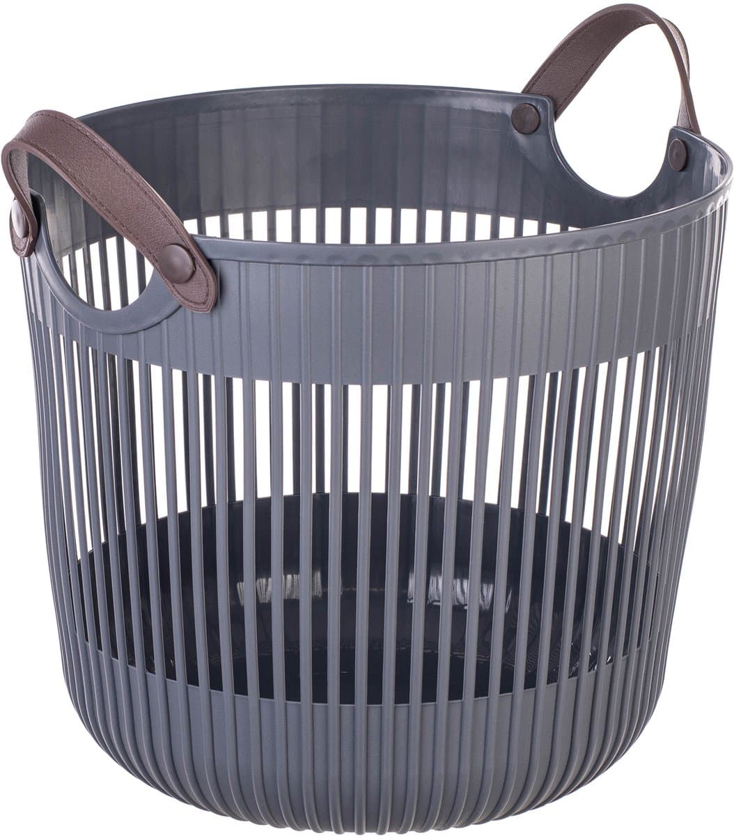 KADAX grote opbergmand 45 x 38 cm, organizer voor wasgoed, speelgoed, dekens, speelgoedmand met handvatten, wasmand, plastic dekenmand (antraciet) — afbeelding 1