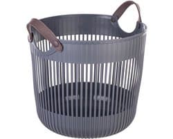 KADAX grote opbergmand 45 x 38 cm, organizer voor wasgoed, speelgoed, dekens, speelgoedmand met handvatten, wasmand, plastic dekenmand (antraciet)