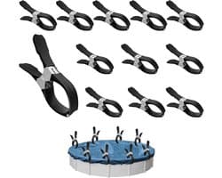 12 Stuks Zeilklemmen - Grote Roestvrijstalen Wasknijpers - Clips Voor Zwembadafdekkingen - Gordijnclips - Dekzeil Klemmen - Kledingclips Van Metaal - Geschikt Voor Het Drogen Van Dekbedden, Sokken, Kleding En Zwembadafdekkingen - Zwart — afbeelding 1