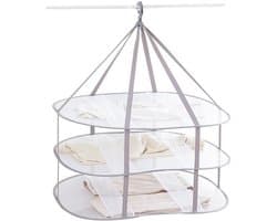 3-Laags Opvouwbaar Droogrek voor Truien - 77x62x78 cm - Ademend Mesh Droognet - Winddicht - Grijs — afbeelding 1