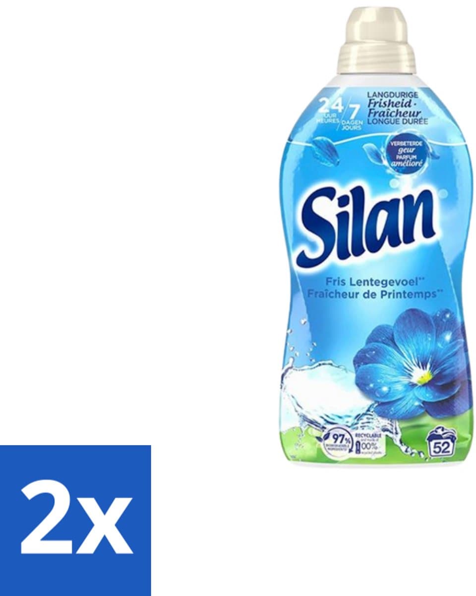 2 x Silan – Wasverzachter – Classic Blue Fris Lentegevoel – 1144 ml - Wasverzachter - Wasgoed Verzachter - Fris Lentegevoel - Wasgoed Geur - Wasgoed Comfort — afbeelding 1