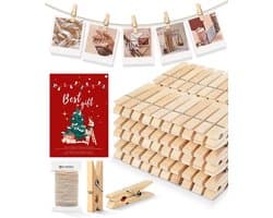 Mini Houten Wasknijpers met Clips voor Foto's en Knutselprojecten - Set van Kleine Kleurrijke Spelden